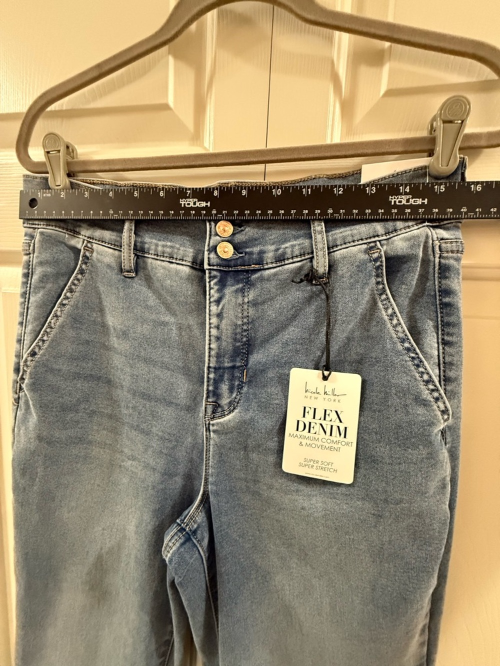 Nicole Miller Flex Denim Jeans Sz 12 Light Wash High Rise Bootcut Stretch NWT - Picture 12 of 15